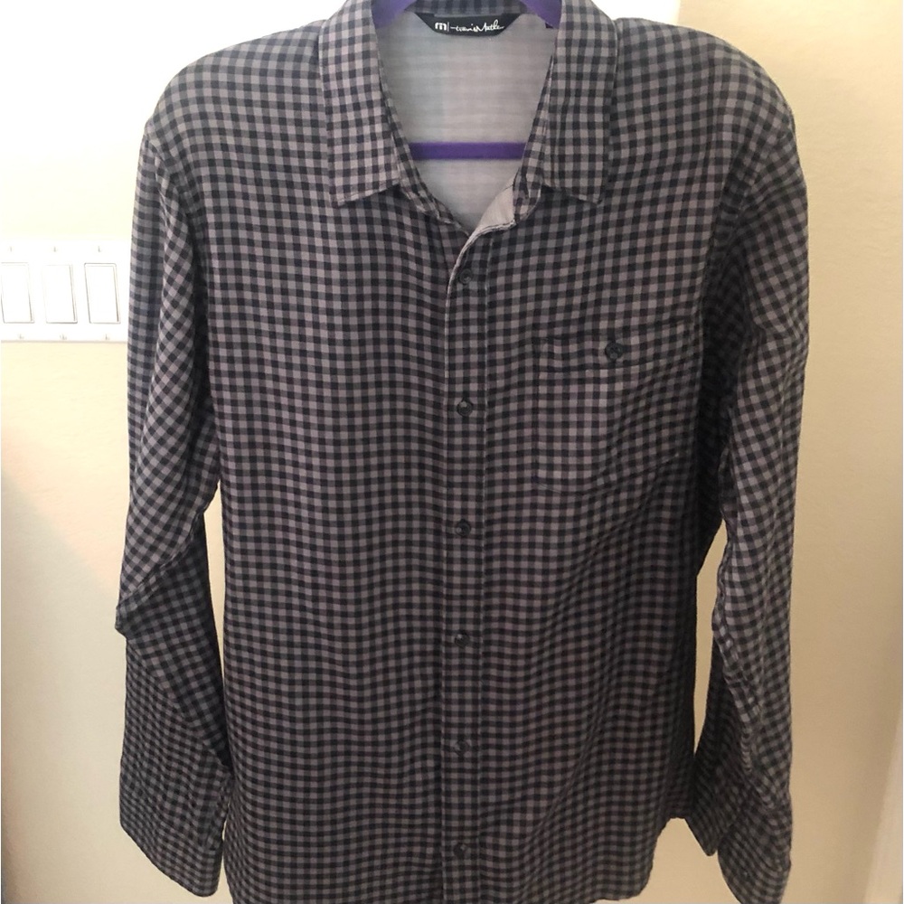 Travis Mathew Black and Gray Plaid Shirt